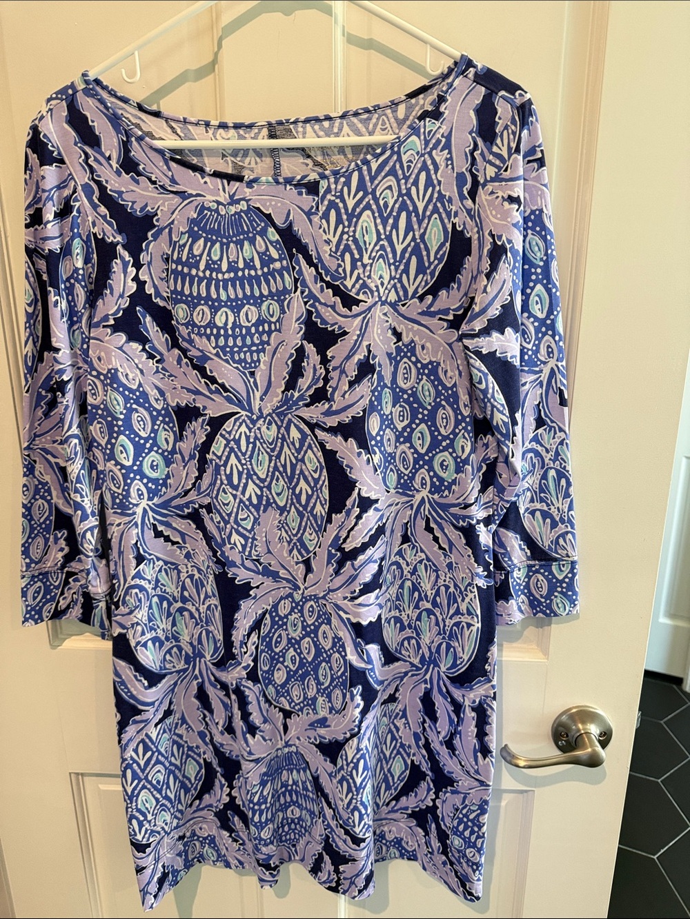 Lilly Pulitzer Navy, Lavender and Light Blue Paisley-Print dress